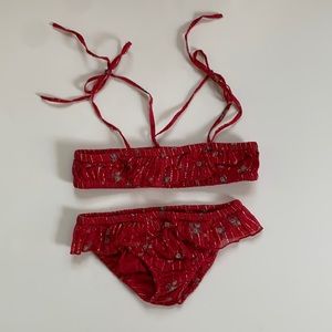Louis Louise Red Floral Lurex Swim/Sunsuit 4Y NWOT